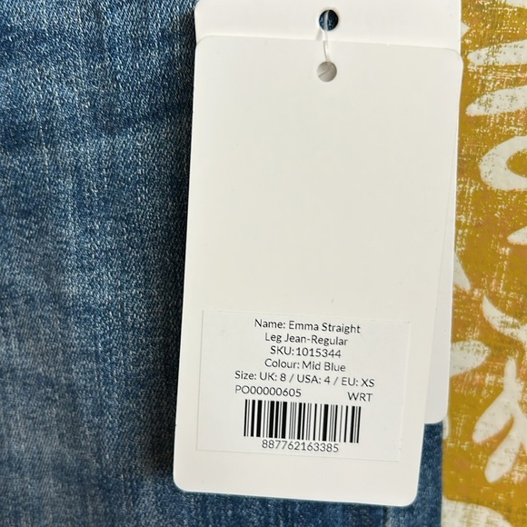 NWT SAINT + SOFIA Emma High Rise Straight Leg Jeans in Mid Blue size 4 (26”) - Picture 4 of 15